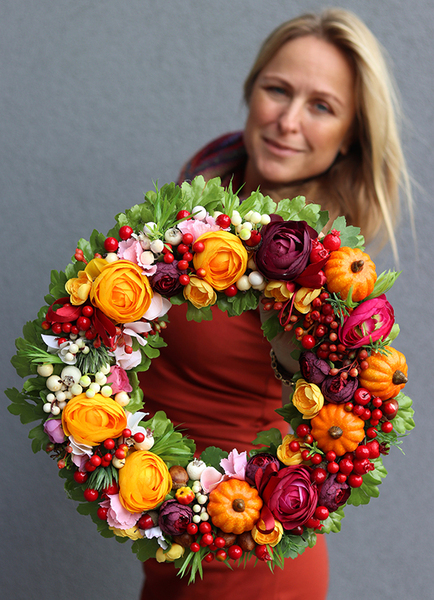 bardzo efektowny wianek Ogród Jesienią, śr.40cm 