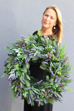 Heather, duży bogaty wianek z wrzosem, śr.59cm 