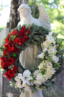 Biel i Czerwień XXL, bogaty wieniec / wiązanka nagrobna, śr.66cm