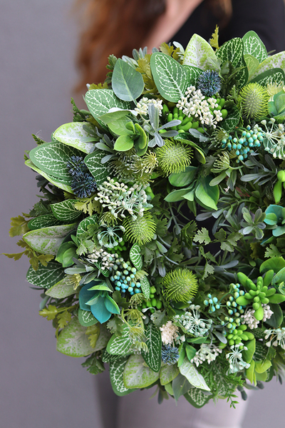 całoroczny zielony wianek na drzwi, Zieleń Lasu, śr.32cm