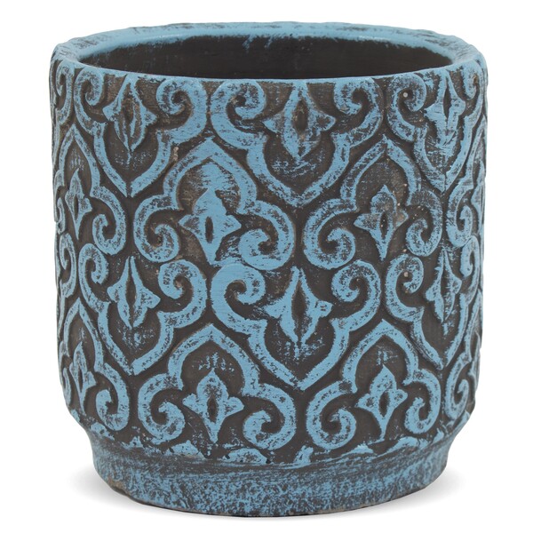 Blue Maroko, ceramiczna osłonka / donica, wym.12x12.5x12.5cm