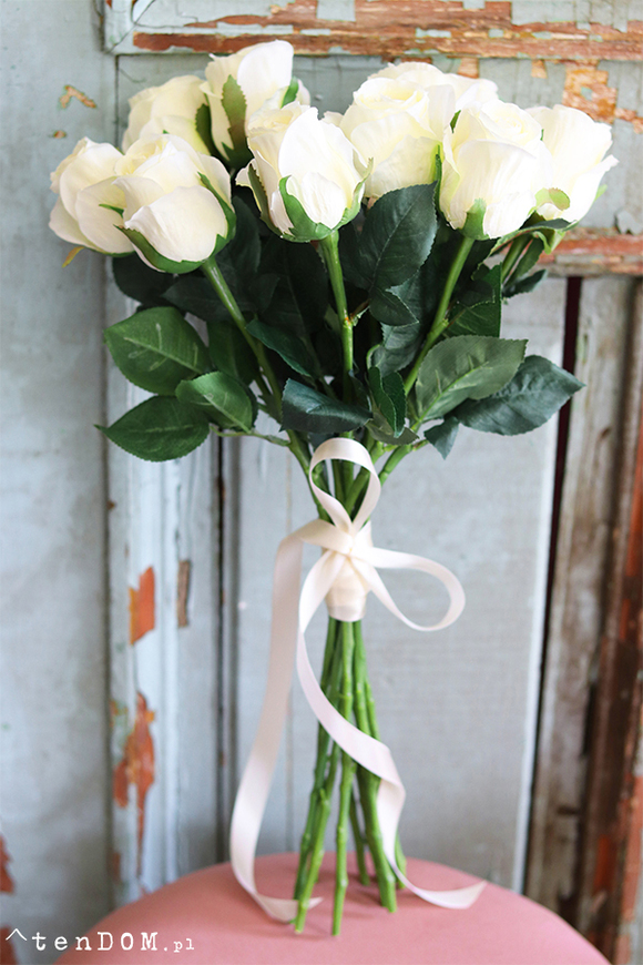 bukiet śmietankowych róż, Blanca, 10szt, wys.50cm 