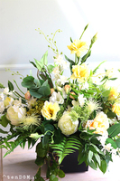 Promień Słońca, kompozycja nagrobna w czarnej donicy, wym.56x75cm 