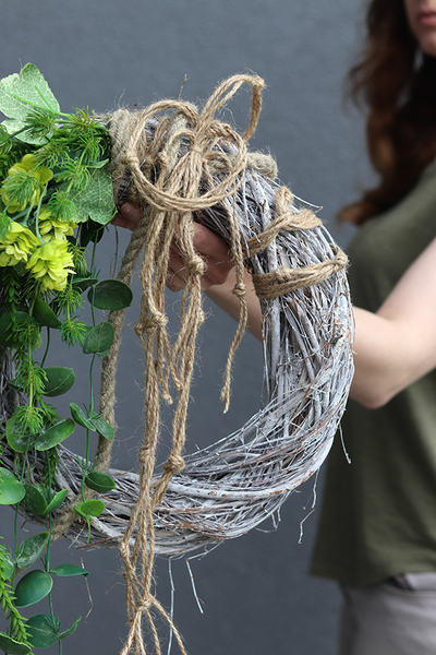 Ballo Chmielny, zielony wianek na drzwi, śr.30cm