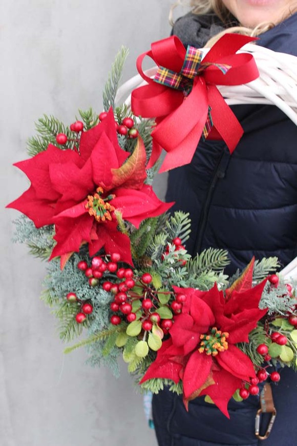 Gwiazda Betlejemska wianek stroik dekoracyjny, szer.40cm