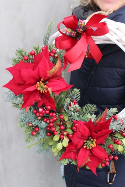 Gwiazda Betlejemska wianek stroik dekoracyjny, szer.40cm