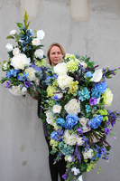 dekoracja / wiązanka nagrobna XXL Niebieska, dł.145cm 