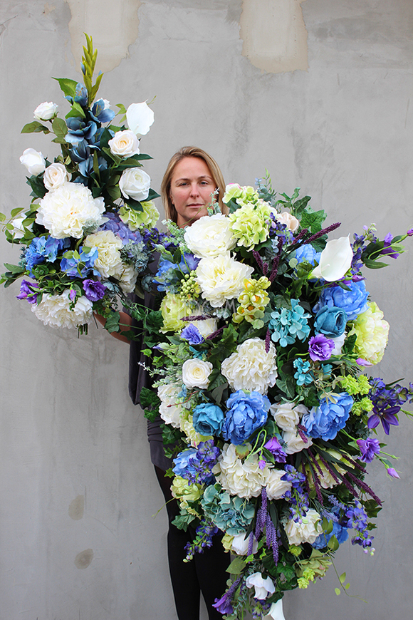 dekoracja / wiązanka nagrobna XXL Niebieska, dł.145cm 