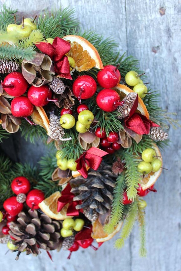 elegancki wianek na drzwi, Urocze Święta, śr.27cm