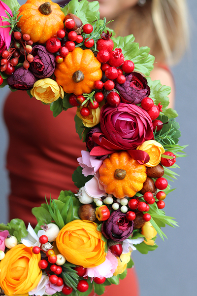 bardzo efektowny wianek Ogród Jesienią, śr.40cm 