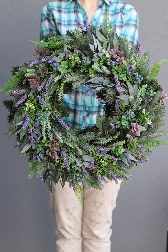 Duży wianek jesienny z wrzosami