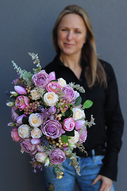 kompozycja wiosenna w koszu, Nina, wym.26x26x46cm