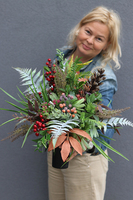 Leśne Runo, komplet dekoracji nagrobnych, wieniec + bukiet