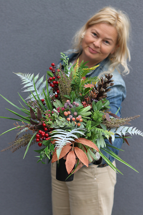 Leśne Runo, komplet dekoracji nagrobnych, wieniec + bukiet