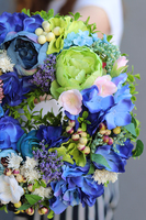 Helida, uroczy niebiesko-zielony wianek, śr.30cm