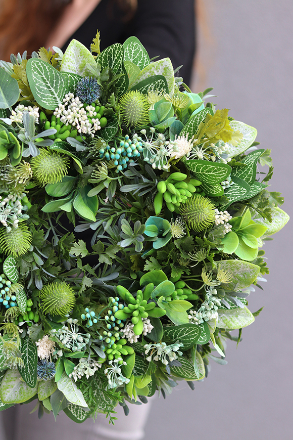 całoroczny zielony wianek na drzwi, Zieleń Lasu, śr.32cm