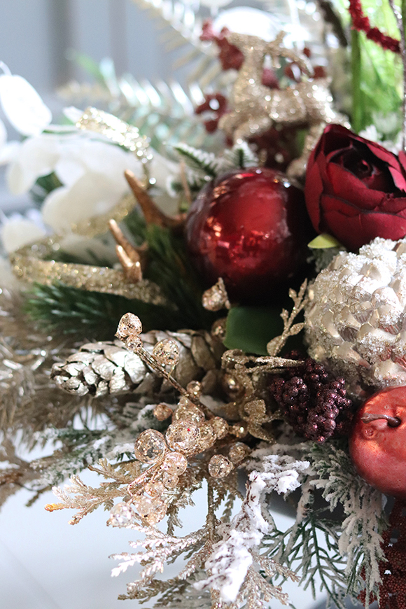 duża dekoracja świąteczna ze storczykiem, Winter Beauty Red, wys.95cm 