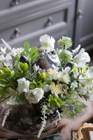 Blue Relis, wielkanocny stroik w lustrzanym naczyniu, wys.26cm