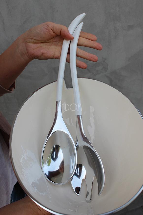 aluminiowe łyżki do sałat White, dł.36cm