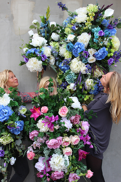 dekoracja / wiązanka nagrobna XXL Niebieska, dł.145cm 