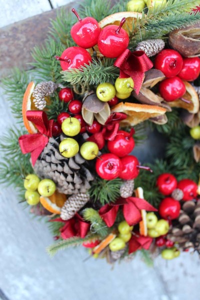 elegancki wianek na drzwi, Urocze Święta, śr.27cm