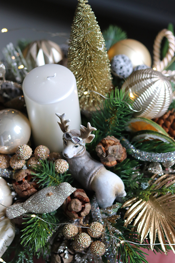 atrakcyjny świąteczny flowerbox/stroik, Radość Dzieciństwa, wys.30cm 