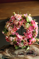 dekoracyjny wianek na drzwi Pink Rose2, śr.30cm