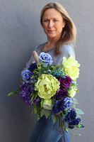 dekoracja, wiązanka nagrobna Zielono-Niebieska 2, wym.70cm