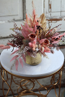 Ferania, kompozycja z suszu i różowych kwiatów, wym.36x40cm