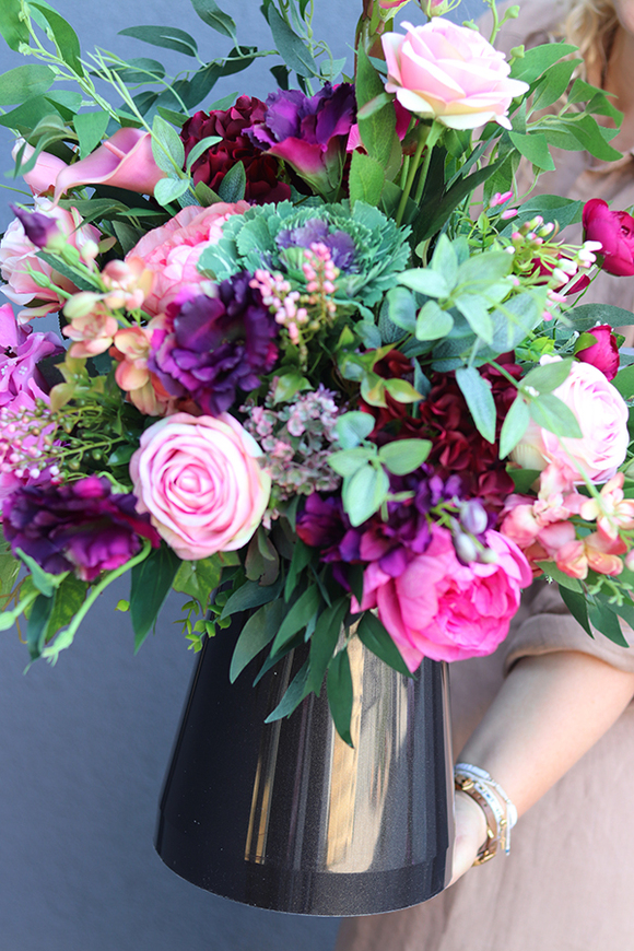 Settia, komplet dekoracji nagrobnych, kompozycja + bukiet w naczyniu