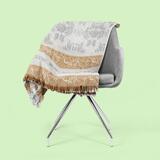 koc / narzuta dekoracyjna, beżowo - szara, Folk, wym.150x200cm