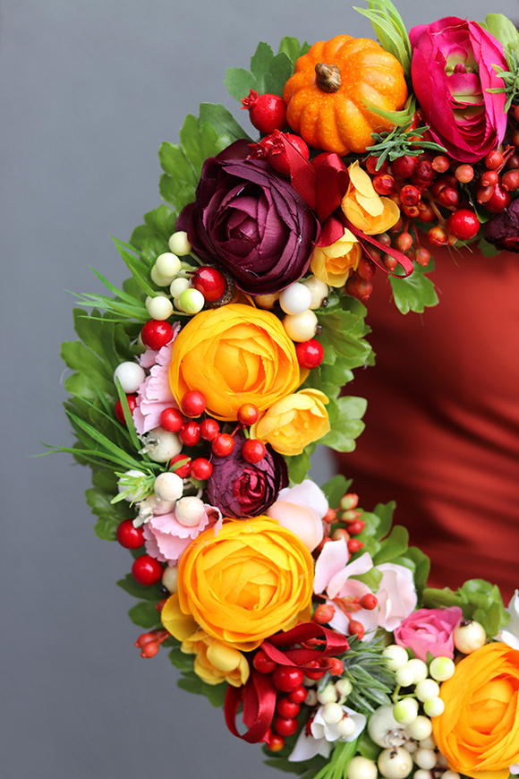 bardzo efektowny wianek Ogród Jesienią, śr.40cm 