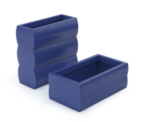 Nyx, nowoczesna niebieska donica, wysoka z półką, wys.70x70x25cm