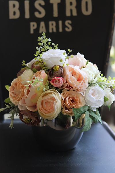 Supreme 2, kompozycja kwiatowa / bukiet, w lustrzanej donicy, wys.30cm