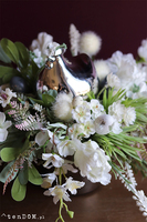 Blue Relis, wielkanocny stroik w lustrzanym naczyniu, wys.26cm