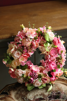 dekoracyjny wianek na drzwi Pink Rose2, śr.30cm