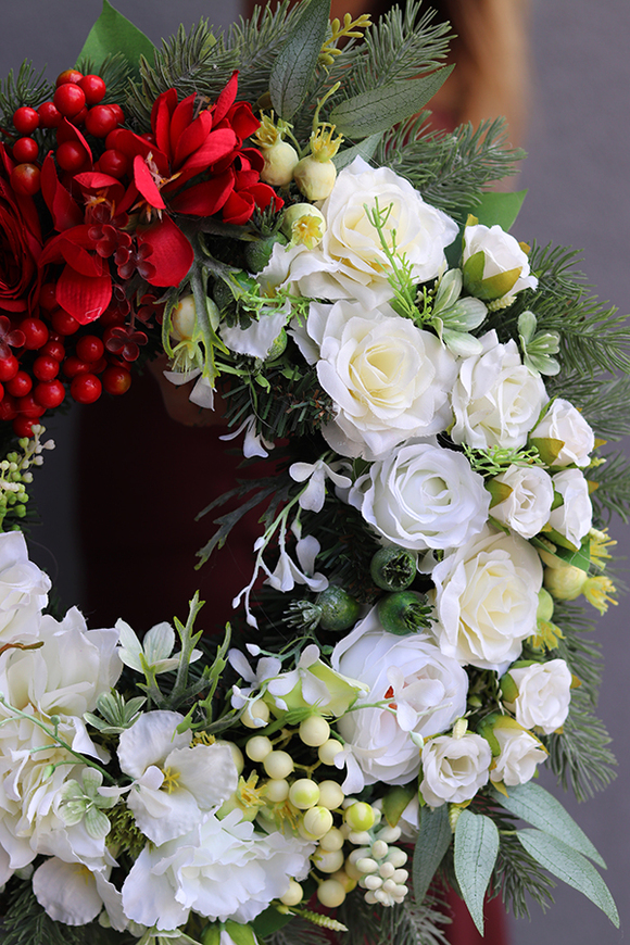 Biel i Czerwień, bogaty wianek, śr.41cm