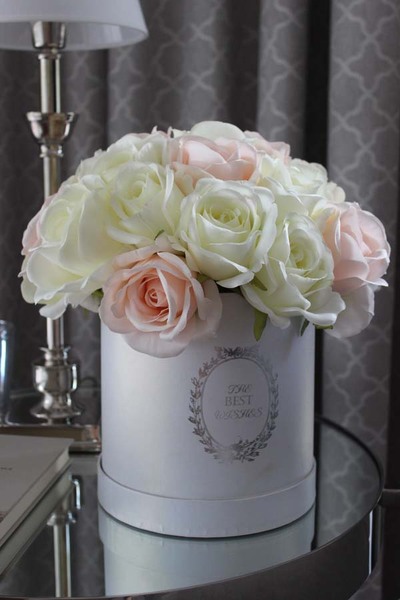 elegancki flowerbox / kompozycja kwiatowa / bukiet Hamptons, wys.33