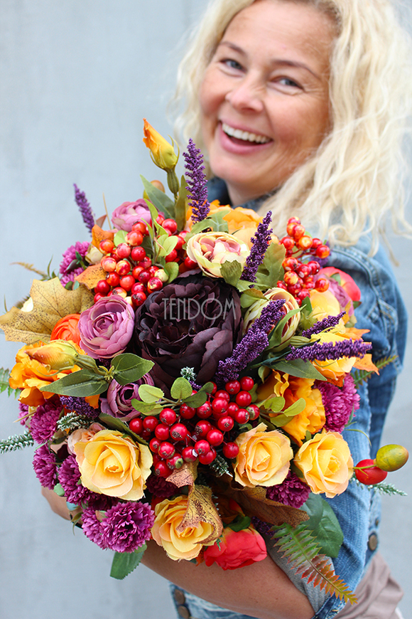 Jesień, kompozycja kwiatowa / bukiet / Flowerbox,wys.36cm