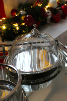 Glamour owalny talerz do serwowania z kloszem / patera, wym.20x30x24cm