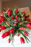 Czerwone Tulipany, kompozycja kwiatowa / bukiet / flowerbox, wys.34cm