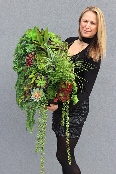 Asia Modern, sukulenty w donicy na stojaku, wys.110x40x58cm 