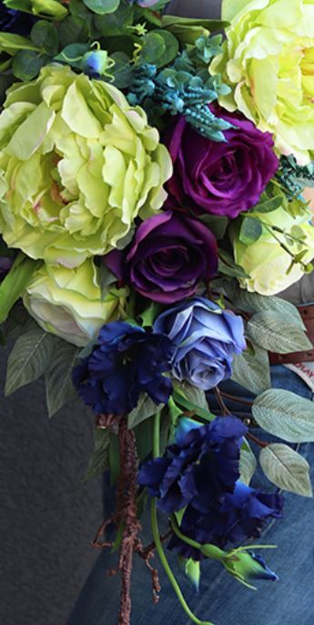 dekoracja, wiązanka nagrobna Zielono-Niebieska 2, wym.70cm