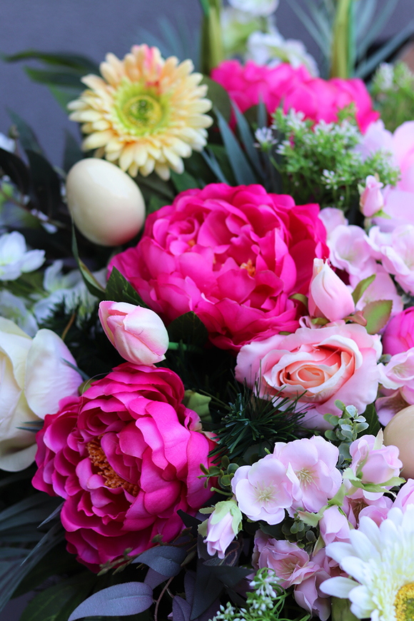 Monstera, wiązanka nagrobna z liśćmi monstery, dł.75cm 