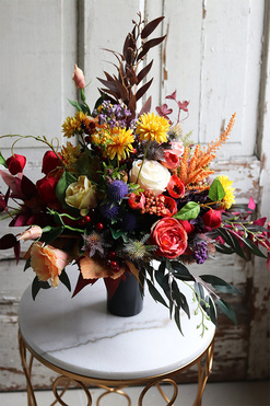 Jesienna Pogoda, kolorowy bukiet nagrobny, wys.54cm