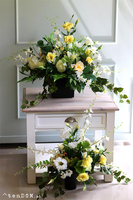 Promień Słońca, komplet dekoracji nagrobnych, kompozycja + bukiet 