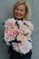 bukiet jasnoróżowych hortensji Samba 5szt. główek kwiatów, wys.46cm
