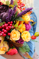 Jesień, kompozycja kwiatowa / bukiet / Flowerbox,wys.36cm