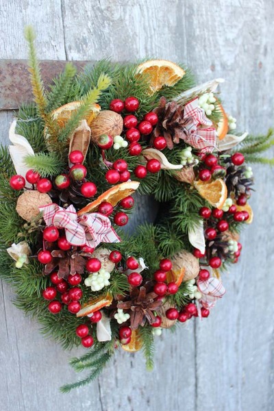 elegancki wianek na drzwi, Kompot z Suszu, śr.27 cm