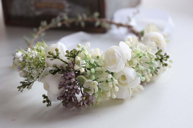 OD RĘKI delikatny komunijny wianek na głowę Sanna, rozmiar uniwersalny, dziecięcy